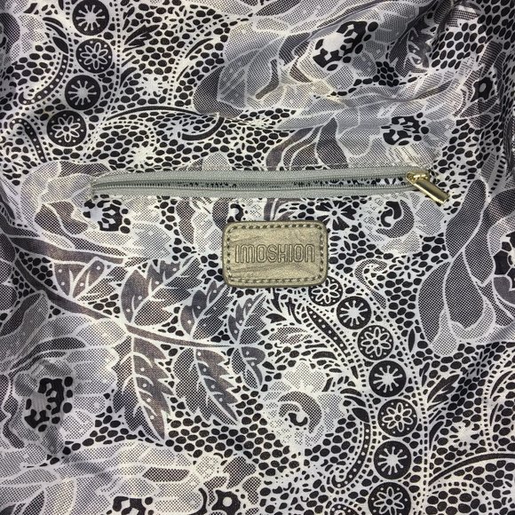 Imoshion Metallic Pewter Clutch w/ Chain Strap & Gold Geo Detail Evening Bag - Picture 6 of 7